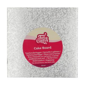 FunCakes Taartkarton Vierkant Zilver 15 x 15 cm