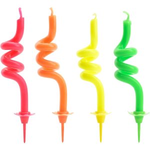 PartyDeco Geburtstagskerzen Curl Mix 8 cm pk/4