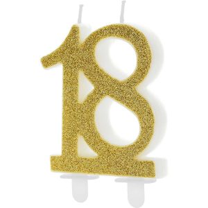 PartyDeco Geburtstagskerzen Nummer 18 - Modern Gold