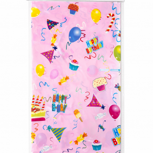 Funtastic Party Happy Birthday Pembe Plastik Masa Örtüsü 108 x 180 cm