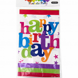 Funtastic Party Happy Birthday Yıldız Desenli Plastik Masa Örtüsü 108 x 180 cm